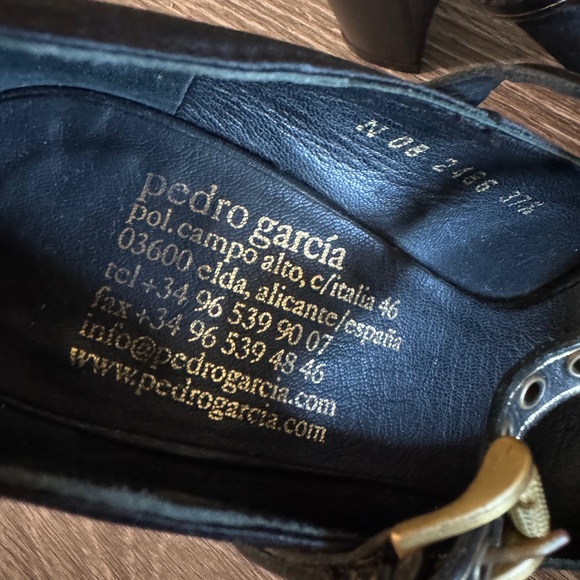 Pedro Garcia Black Heels with Gold Accents - Picture 4 of 7